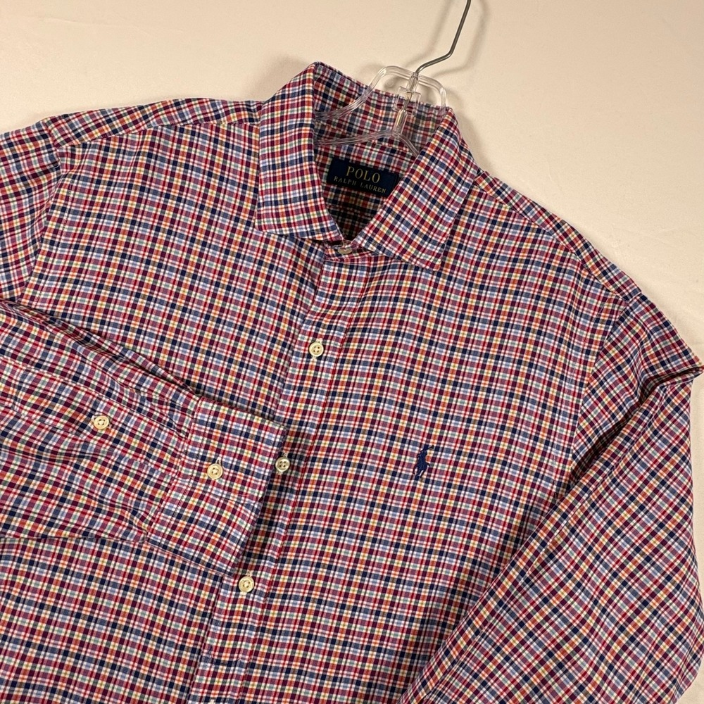 Polo Ralph Lauren Mens Medium Plaid Button Down Shirt Multi Color Pony Logo
